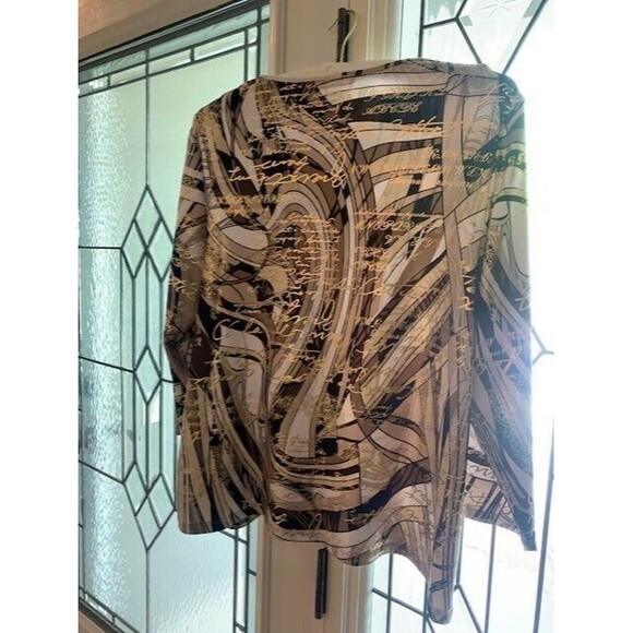 Allison Dailey Sz Large Top 3/4 Sleeve Glitzy Travel Cruise Coastal - Picture 3 of 16